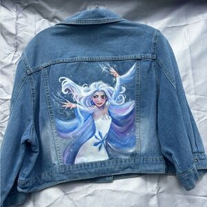 Custom hand-painted denim jacket. Fully washable. Disney Frozen Elsa